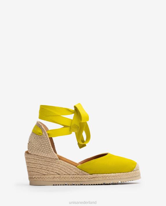 Unisa 02B0703 d'orsay espadrille met enkelbandje en vetersluiting vrouwen groente