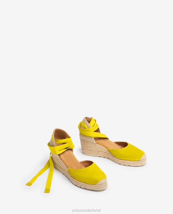 Unisa 02B0703 d'orsay espadrille met enkelbandje en vetersluiting vrouwen groente