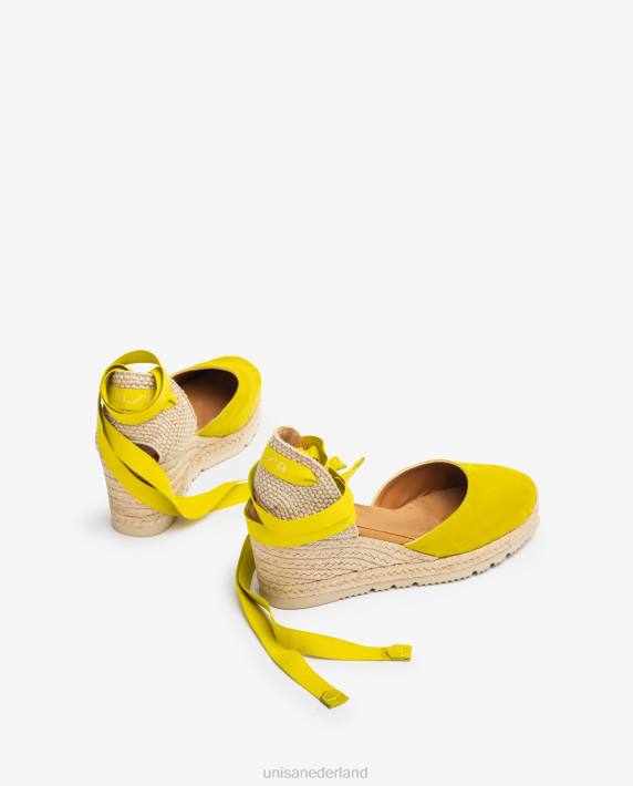 Unisa 02B0703 d'orsay espadrille met enkelbandje en vetersluiting vrouwen groente