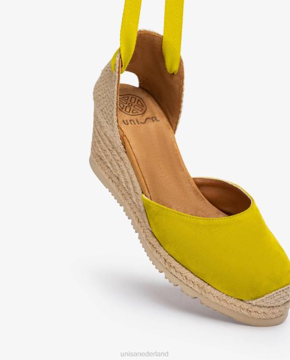 Unisa 02B0703 d'orsay espadrille met enkelbandje en vetersluiting vrouwen groente