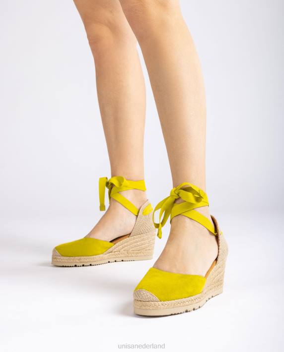 Unisa 02B0703 d'orsay espadrille met enkelbandje en vetersluiting vrouwen groente