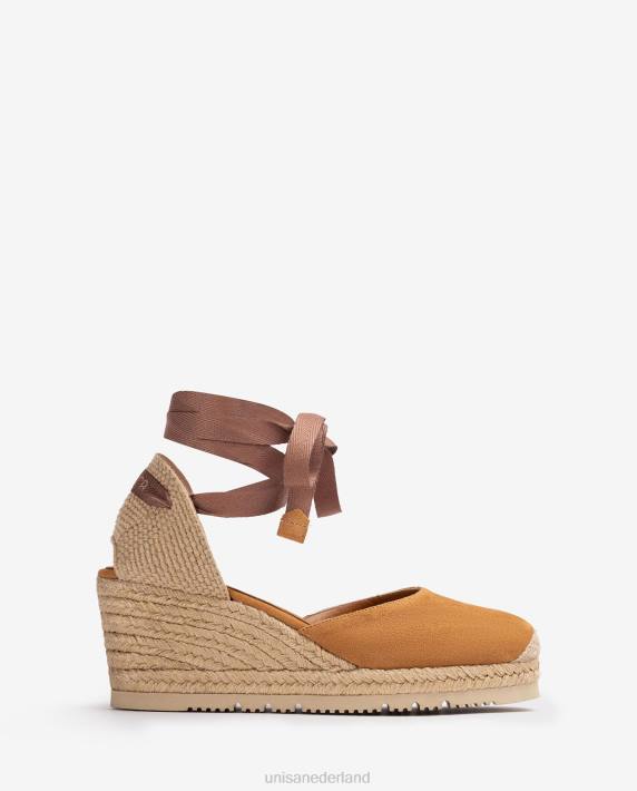 Unisa 02B0704 d'orsay espadrille met enkelbandje en vetersluiting vrouwen bruin