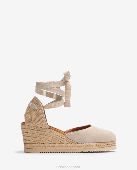 Unisa 02B0705 d'orsay espadrille met enkelbandje en vetersluiting vrouwen beige