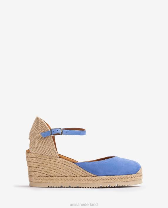 Unisa 02B0709 d'orsay espadrille met enkelbandje van suède vrouwen blauw