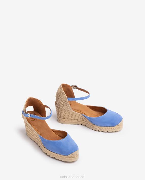 Unisa 02B0709 d'orsay espadrille met enkelbandje van suède vrouwen blauw