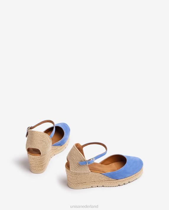 Unisa 02B0709 d'orsay espadrille met enkelbandje van suède vrouwen blauw