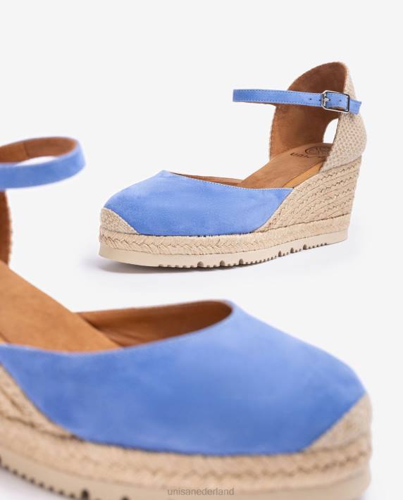 Unisa 02B0709 d'orsay espadrille met enkelbandje van suède vrouwen blauw