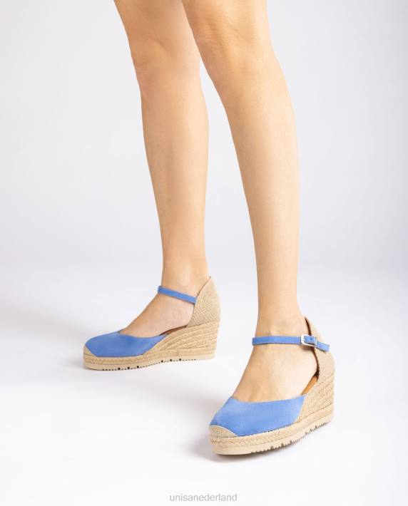 Unisa 02B0709 d'orsay espadrille met enkelbandje van suède vrouwen blauw