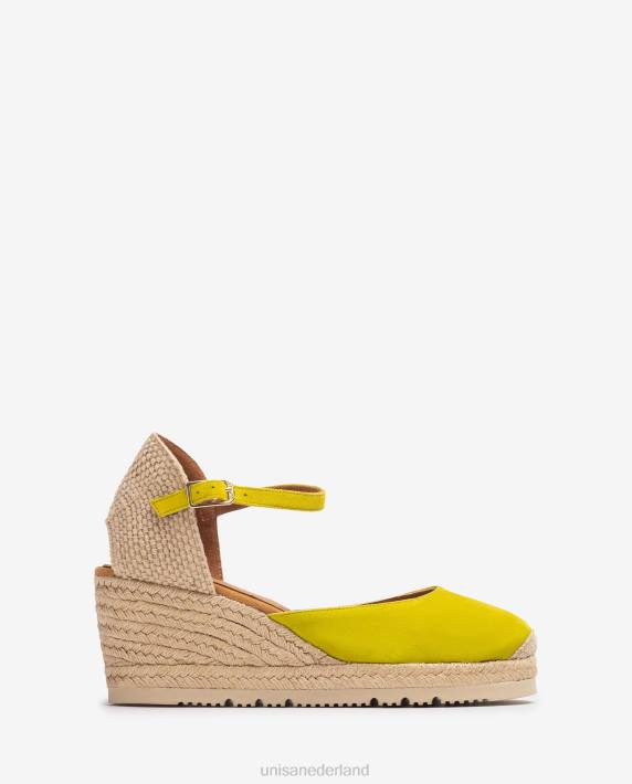 Unisa 02B0711 d'orsay espadrille met enkelbandje van suède vrouwen groente