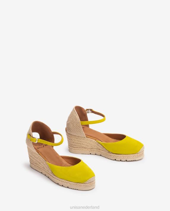 Unisa 02B0711 d'orsay espadrille met enkelbandje van suède vrouwen groente