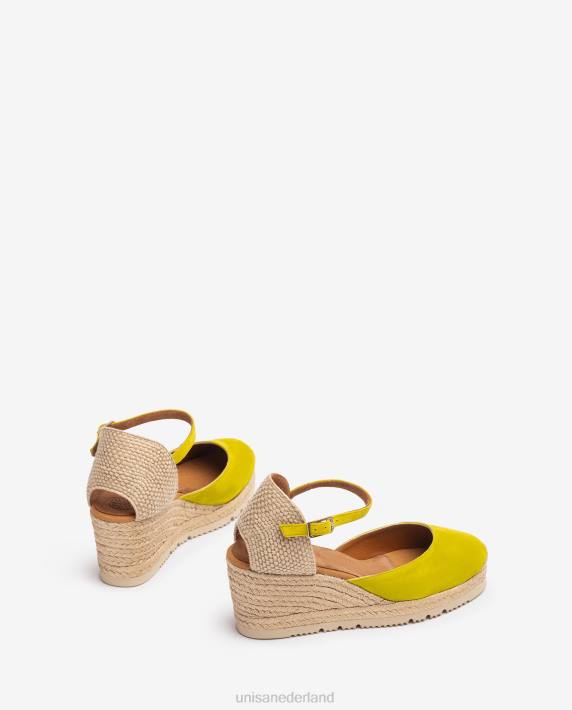 Unisa 02B0711 d'orsay espadrille met enkelbandje van suède vrouwen groente