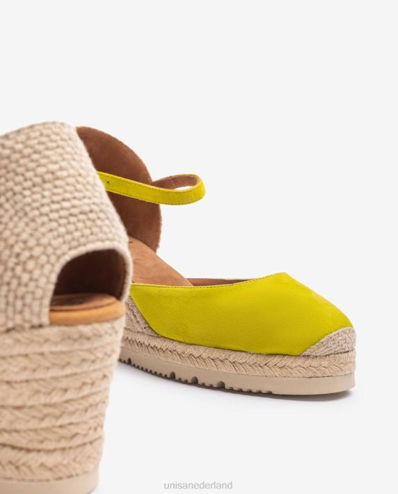 Unisa 02B0711 d'orsay espadrille met enkelbandje van suède vrouwen groente