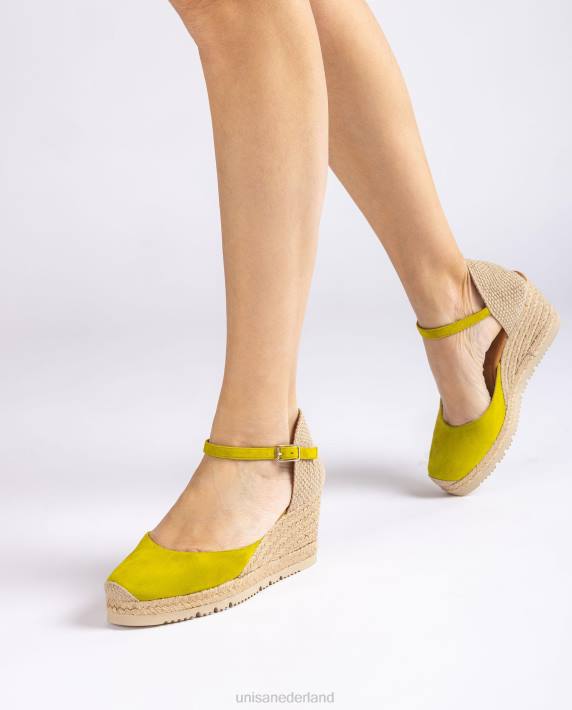 Unisa 02B0711 d'orsay espadrille met enkelbandje van suède vrouwen groente