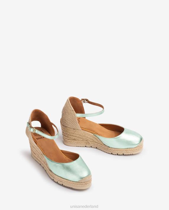 Unisa 02B0712 d'orsay espadrille met enkelbandje met metallic effect vrouwen blauw