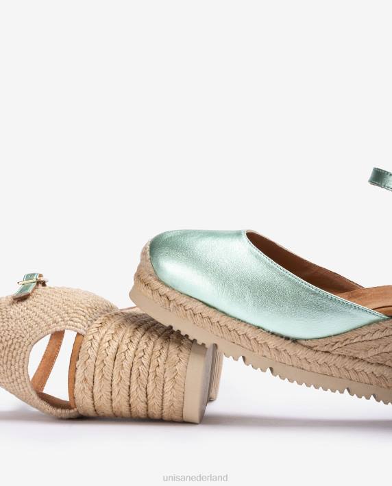 Unisa 02B0712 d'orsay espadrille met enkelbandje met metallic effect vrouwen blauw