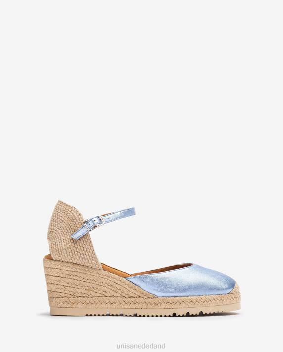 Unisa 02B0714 d'orsay espadrille met enkelbandje met metallic effect vrouwen blauw