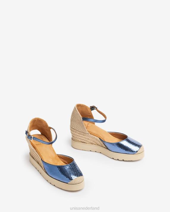 Unisa 02B0715 d'orsay espadrille met enkelbandje met metallic effect vrouwen blauw