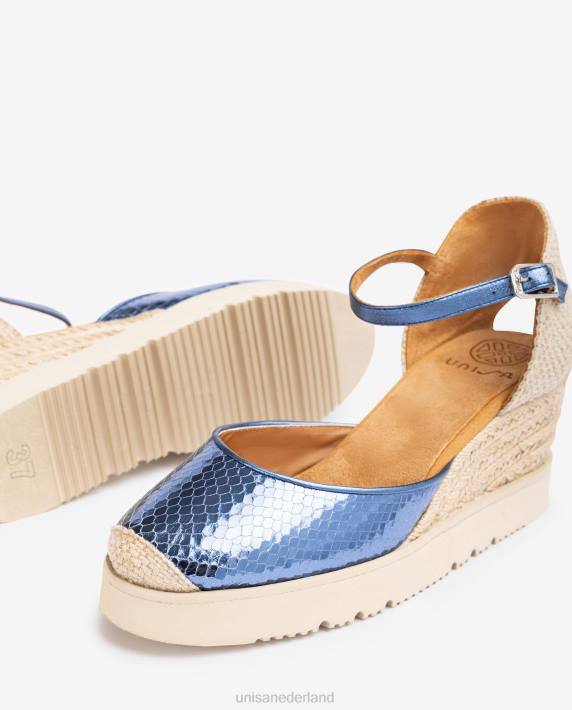 Unisa 02B0715 d'orsay espadrille met enkelbandje met metallic effect vrouwen blauw
