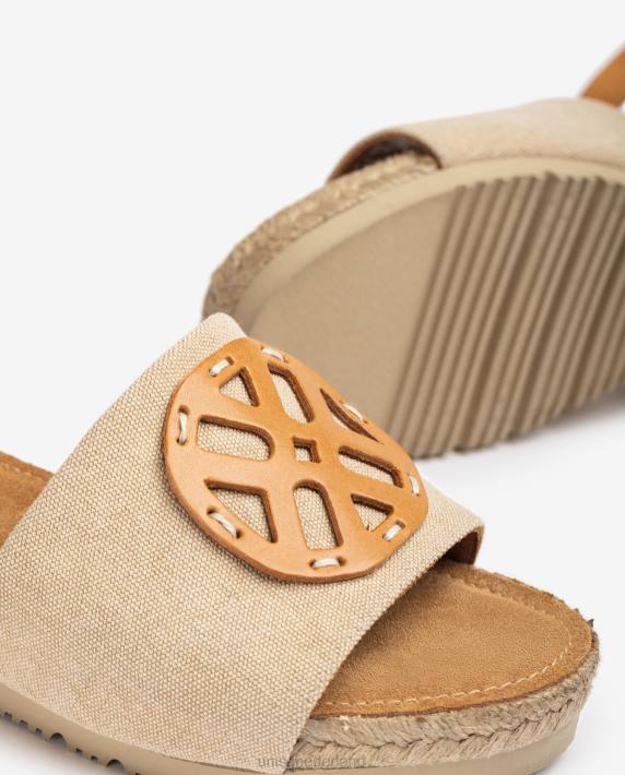 Unisa 02B0724 jute sandaal met monogram vrouwen bruin