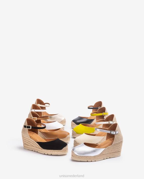 Unisa 02B0727 d'orsay espadrille met enkelbandje van suède vrouwen zwart