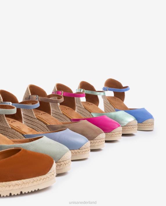 Unisa 02B0728 d'orsay espadrille met enkelbandje van suède vrouwen bruin