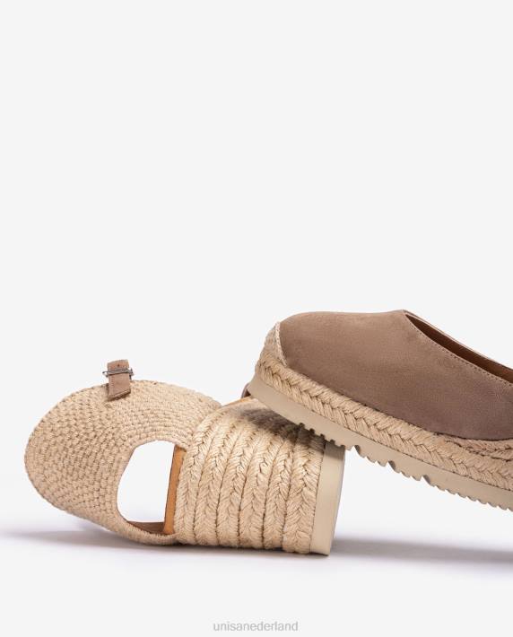 Unisa 02B0729 d'orsay espadrille met enkelbandje van suède vrouwen bruin