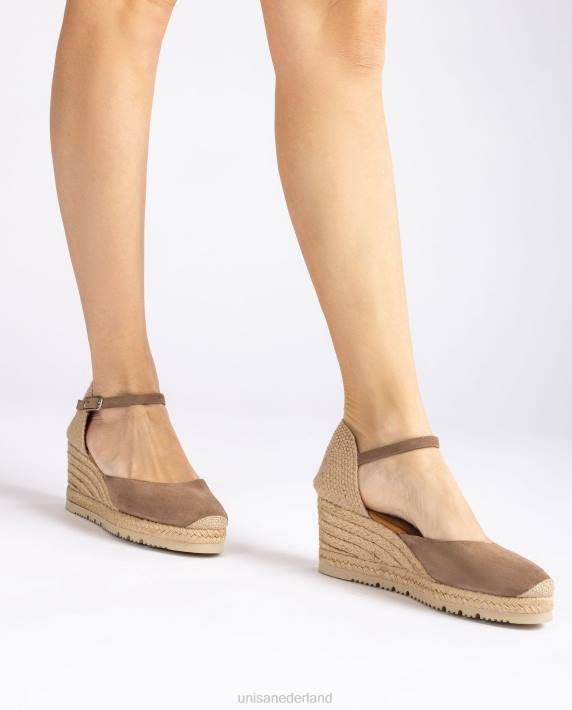 Unisa 02B0729 d'orsay espadrille met enkelbandje van suède vrouwen bruin