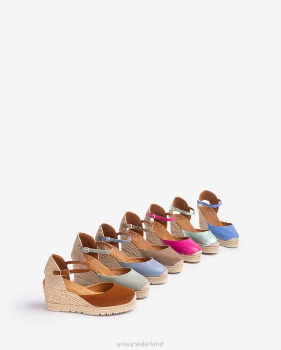 Unisa 02B0730 d'orsay espadrille met enkelbandje van suède vrouwen beige