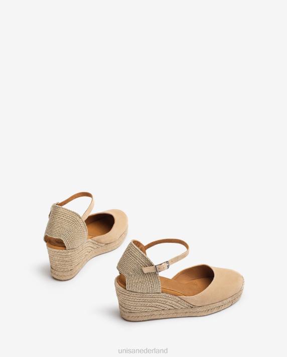 Unisa 02B0731 d'orsay espadrille met enkelbandje van suède vrouwen mode