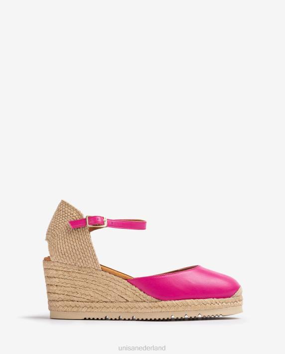 Unisa 02B0736 leren d'orsay espadrille met enkelbandje vrouwen roze