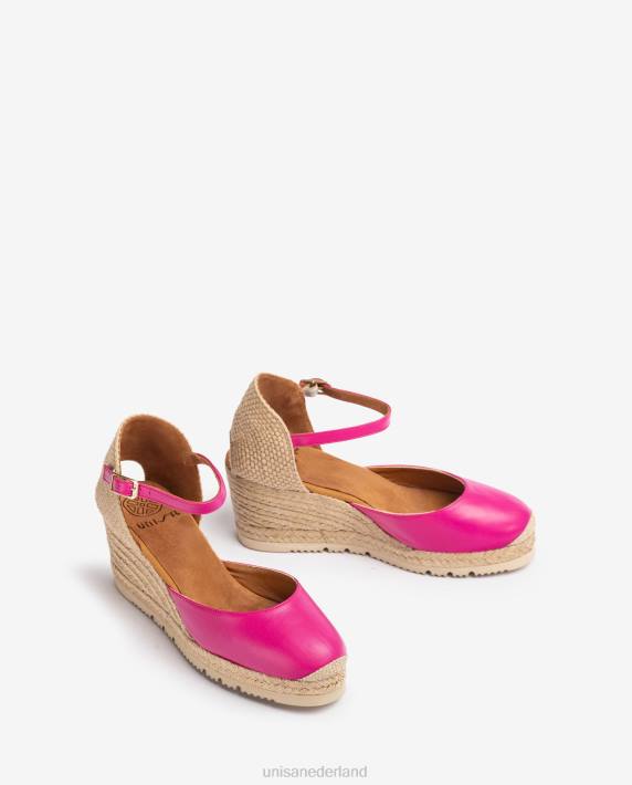 Unisa 02B0736 leren d'orsay espadrille met enkelbandje vrouwen roze