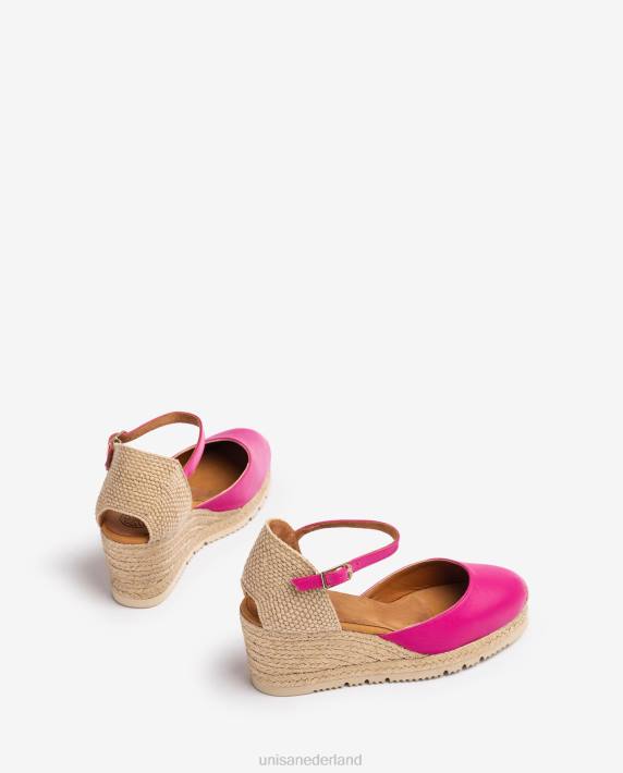 Unisa 02B0736 leren d'orsay espadrille met enkelbandje vrouwen roze