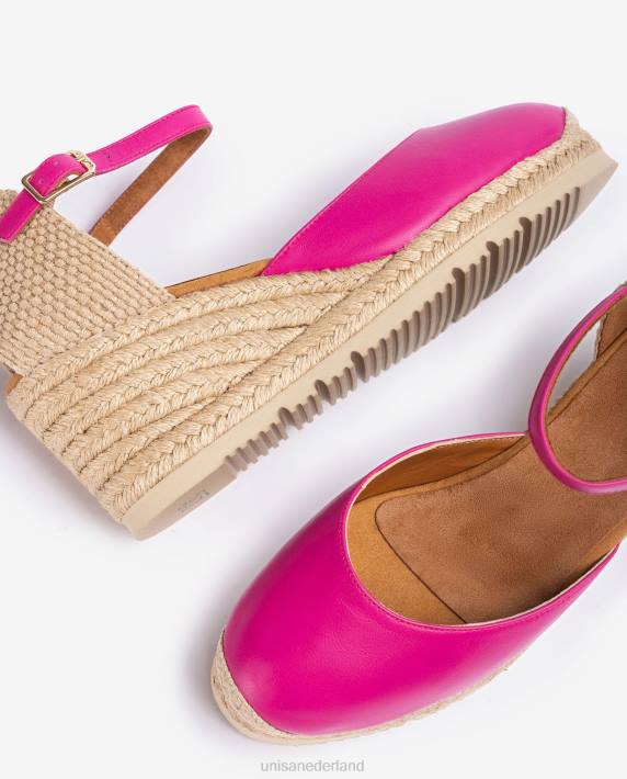 Unisa 02B0736 leren d'orsay espadrille met enkelbandje vrouwen roze
