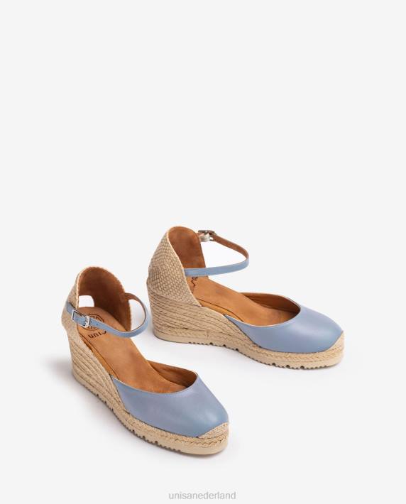 Unisa 02B0737 leren d'orsay espadrille met enkelbandje vrouwen blauw