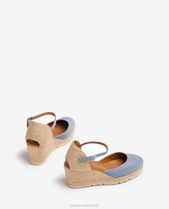 Unisa 02B0737 leren d'orsay espadrille met enkelbandje vrouwen blauw