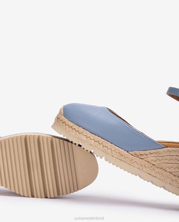 Unisa 02B0737 leren d'orsay espadrille met enkelbandje vrouwen blauw