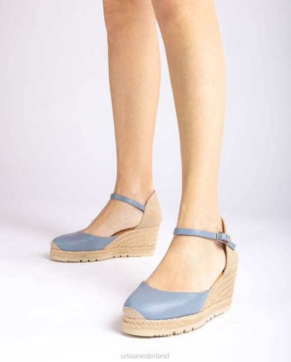 Unisa 02B0737 leren d'orsay espadrille met enkelbandje vrouwen blauw