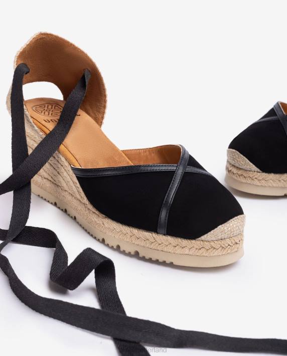 Unisa 02B0740 contrasterende d'orsay espadrille met enkelbandje vrouwen zwart