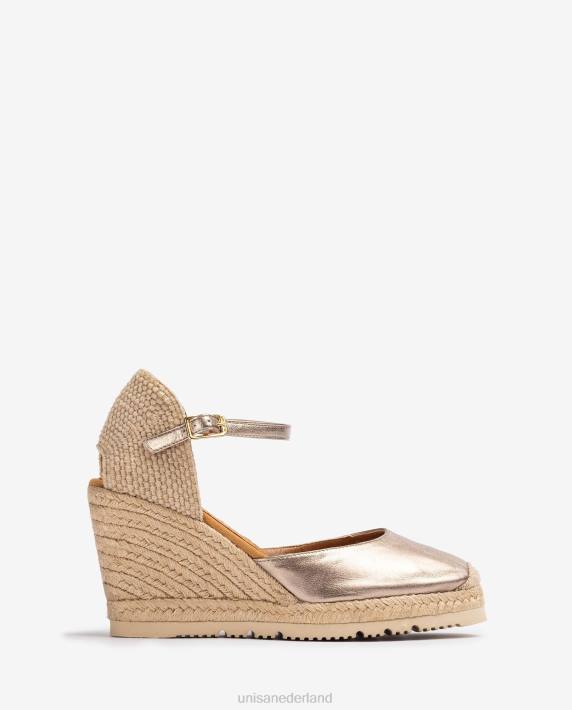 Unisa 02B0744 espadrille van leer met metallic effect vrouwen bevallig