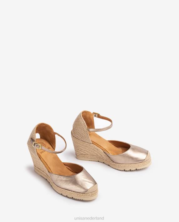 Unisa 02B0744 espadrille van leer met metallic effect vrouwen bevallig