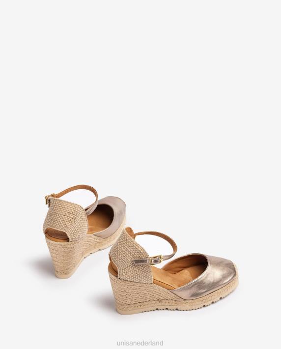 Unisa 02B0744 espadrille van leer met metallic effect vrouwen bevallig