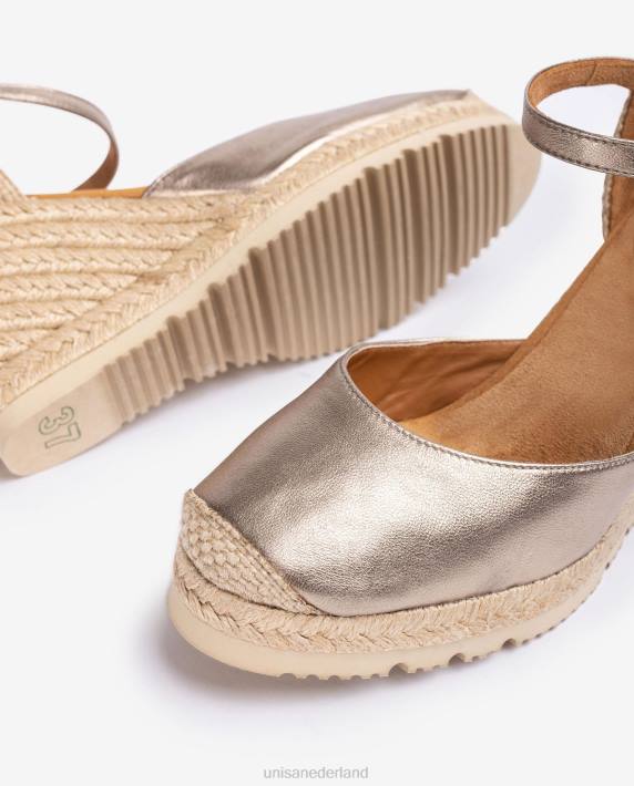 Unisa 02B0744 espadrille van leer met metallic effect vrouwen bevallig