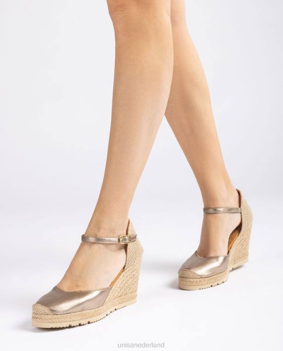 Unisa 02B0744 espadrille van leer met metallic effect vrouwen bevallig
