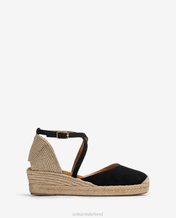 Unisa 02B0746 suède espadrilles vrouwen zwart