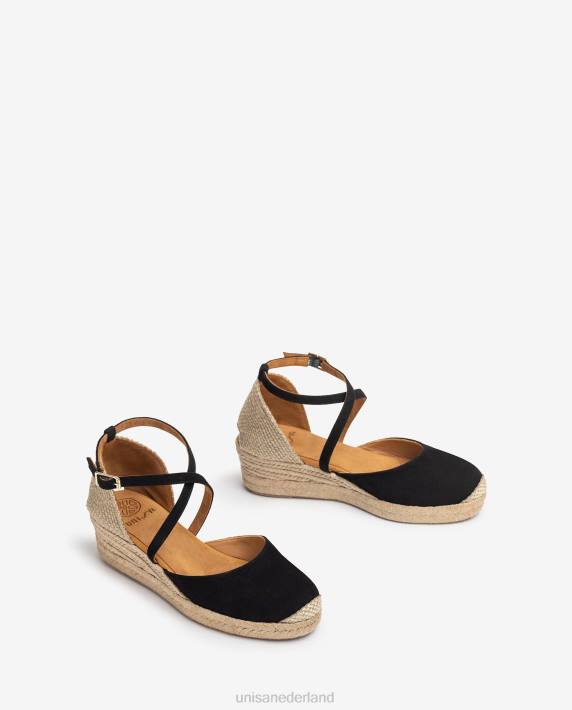 Unisa 02B0746 suède espadrilles vrouwen zwart