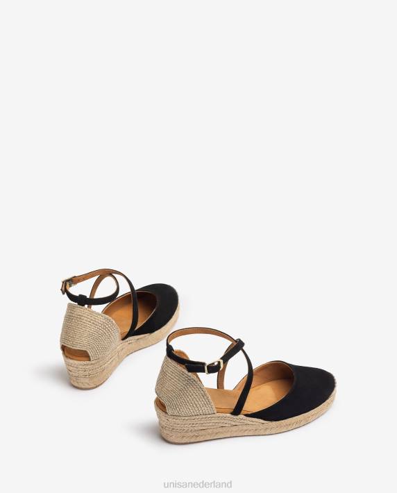Unisa 02B0746 suède espadrilles vrouwen zwart