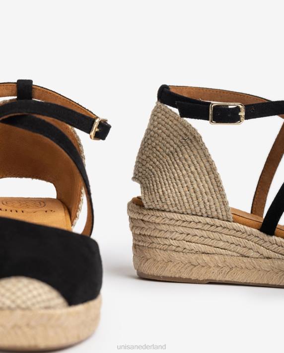 Unisa 02B0746 suède espadrilles vrouwen zwart