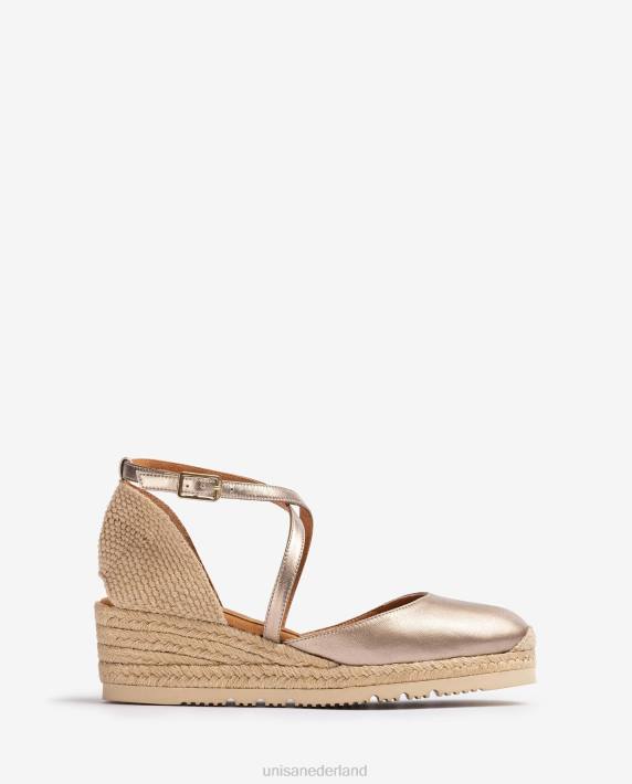 Unisa 02B0748 espadrille van leer met metallic effect vrouwen mode