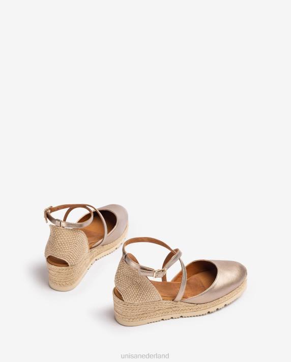 Unisa 02B0748 espadrille van leer met metallic effect vrouwen mode