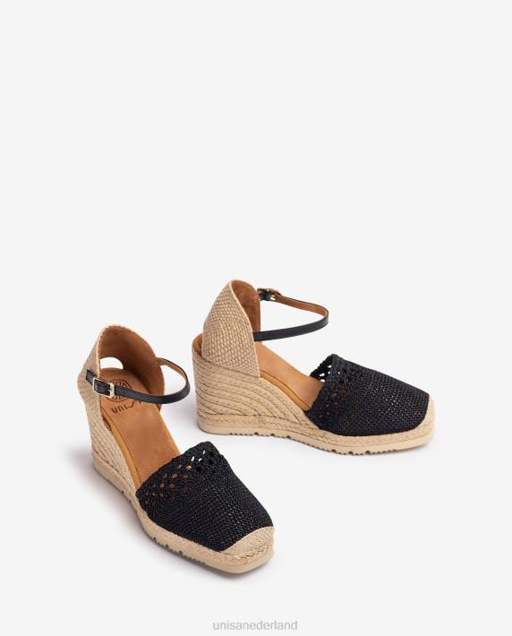Unisa 02B0750 gehaakte espadrilles vrouwen zwart